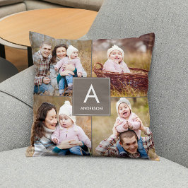 Vierkante Monogram Custom Photo Sierkussen