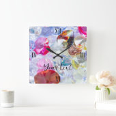 Vierkante muur klok kleur bord (Huis)