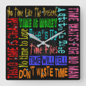 Vierkante Neon-Bright Colour Time Gezegden Klok (Voorkant)