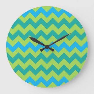 Vierkante of ronde wandklok, blauwe manen Chevrons Grote Klok