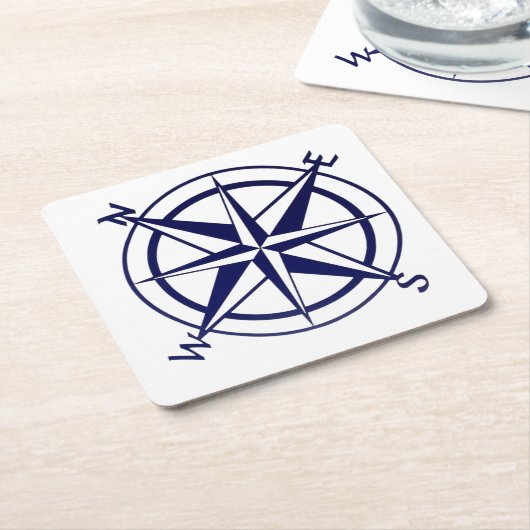 Vierkante Onderzetters - Nautical Compass (Schuin)