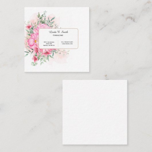 Vierkante oproepkaart contactkaartje (Voorkant / Achterkant)