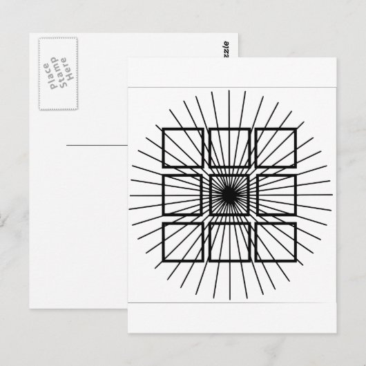 Vierkante optische illusie briefkaart (Voorkant / Achterkant)