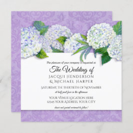 Vierkante Paarse Damask Hydrangea Bloemenbruiloft Kaart