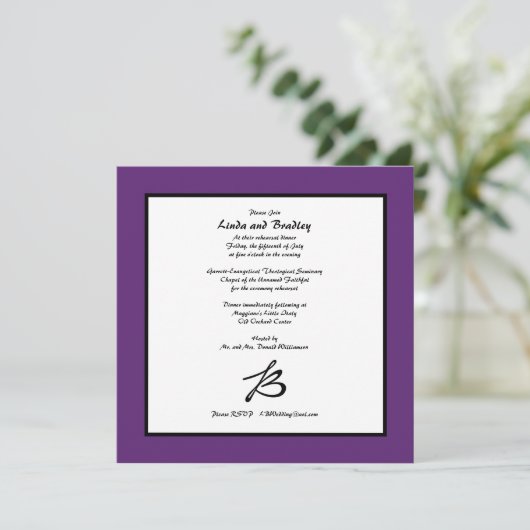 Vierkante Paarse grensuitnodiging Kaart (Staand voorkant)