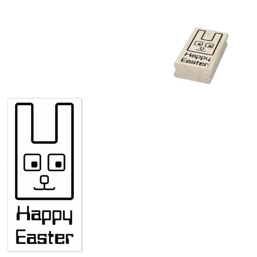 Vierkante paashaas rubberen stempel (Gestempeld)