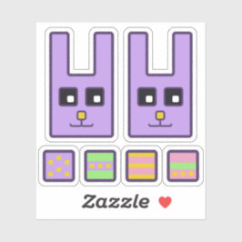 Vierkante Paashaas Vinyl Stickers