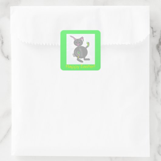 Vierkante paashaasstickers sticker (Tas)