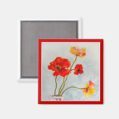 vierkante papaver magneet (Voorkant / Achterkant)