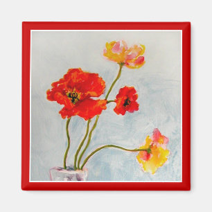 vierkante papaver magneet
