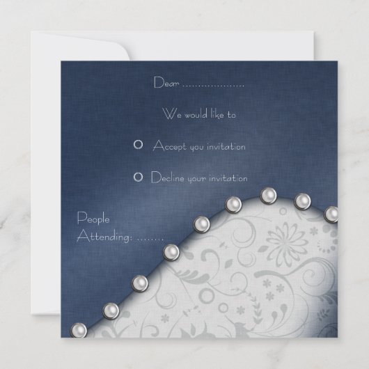 Vierkante parel RSVP Kaart (Achterkant)