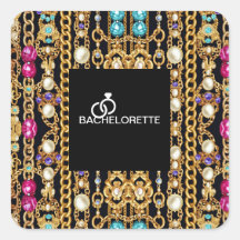 Vierkante parelketting vierkante stickers.