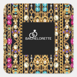 Vierkante parelketting vierkante stickers. sticker