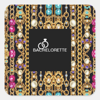 Vierkante parelketting vierkante stickers. sticker
