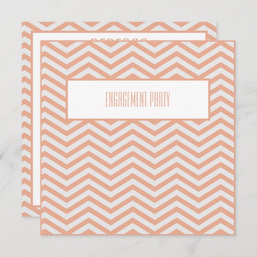 Vierkante Patroonuitnodiging (peach) Kaart (Voorkant / Achterkant)