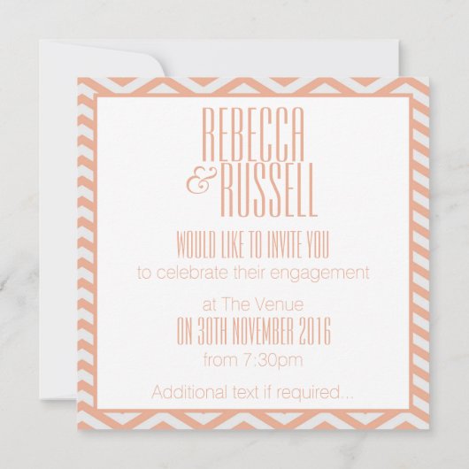 Vierkante Patroonuitnodiging (peach) Kaart (Achterkant)