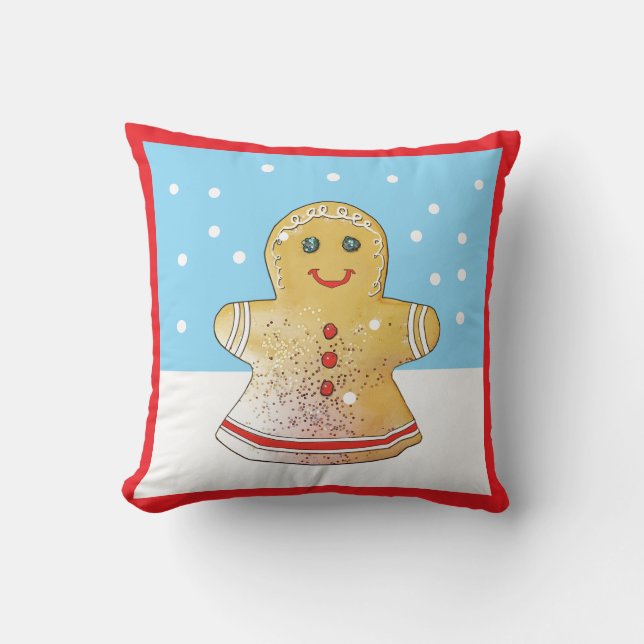 Vierkante peperkoek Meisje Sneeuwkussen Kussen (Voorkant)