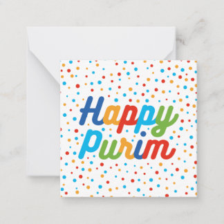 Vierkante platte Purim-vakantiekaart Notitiekaartje