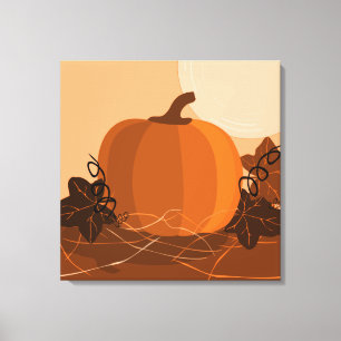 Vierkante Pompoen Sinaasappel Keuken Wandinrichtin Canvas Afdruk