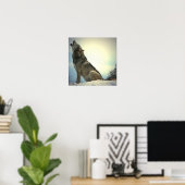 Vierkante Posters - Howling Wolf Poster Print (Thuiskantoor)