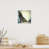 Vierkante Posters - Howling Wolf Poster Print (Keuken)