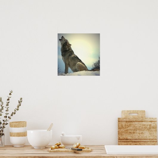 Vierkante Posters - Howling Wolf Poster Print (Keuken)