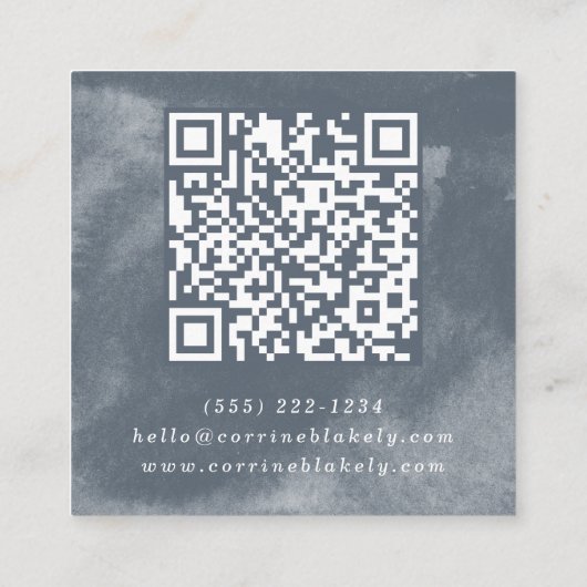 Vierkante QR-code Online Website Blauwe Boho-Water Vierkante Visitekaartje (Achterkant)