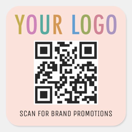 Vierkante QR-code stickers Aangepaste bedrijfslogo (Voorkant)