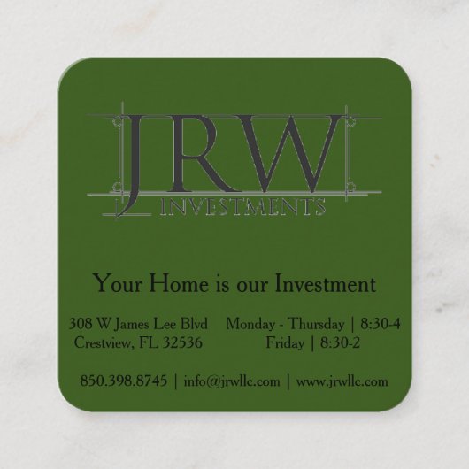 Vierkante QR-coderekaart Vierkante Visitekaartje (Voorkant)