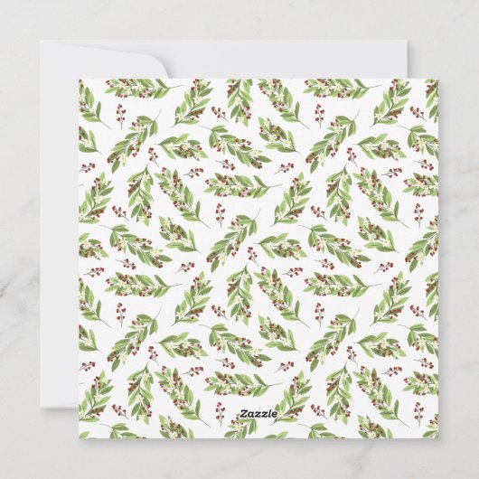 Vierkante rode bessen Fotocollage Vrolijk Kerstfee Feestdagenkaart (Achterkant)