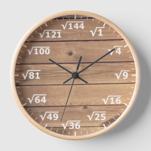Vierkante Root Klok - Faux Wood Wiskunde Clock