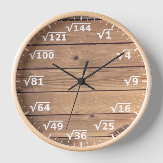 Vierkante Root Klok - Faux Wood Wiskunde Clock (Voorkant)