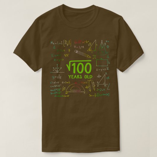 Vierkante Root van 100 10e verjaardag Gift T-shirt (Design voorkant)