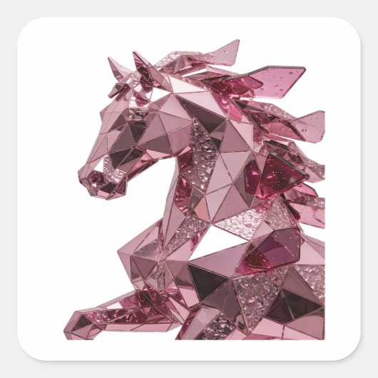 Vierkante Roze Abstracte Vierkante Sticker (Voorkant)