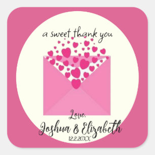 Vierkante Roze en Ivoor Bruiloft Party Favor Label