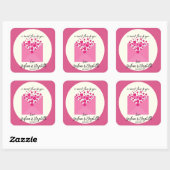 Vierkante Roze en Ivoor Bruiloft Party Favor Label (Vel)