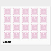 Vierkante roze monogram kleine bruiloft gunst sticker (Vel)