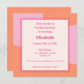 Vierkante Roze & Sinaasappel Bruidsdouche Uitnodig Kaart (Voorkant / Achterkant)