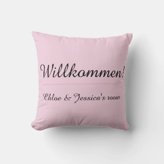 Vierkante Roze Willkommen Duitse Slaapzaal of Appa Kussen