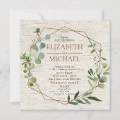 Vierkante rustieke koper geometrische eucalyptus b kaart (Voorkant)