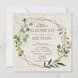 Vierkante rustieke koper geometrische eucalyptus b kaart