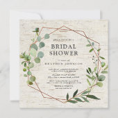 Vierkante rustieke koper geometrische eucalyptus d kaart (Voorkant)