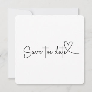 Vierkante Save the Date afgeronde hoek Script Hart Kaart