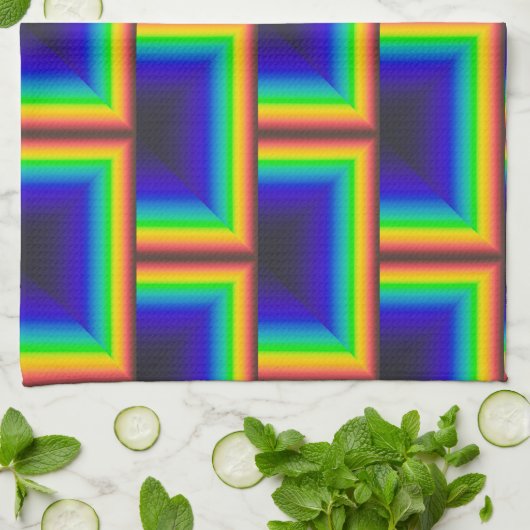 vierkante schalen met zonnespectrum theedoek (Gevouwen)