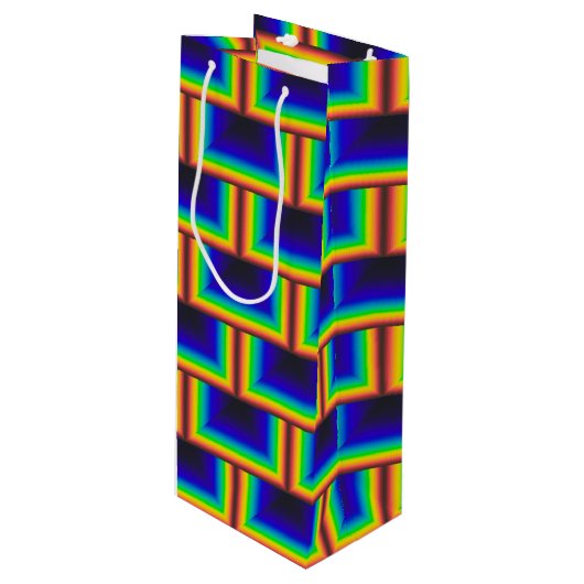 vierkante schalen met zonnespectrum wijn cadeautas (Voorkant Gekanteld)