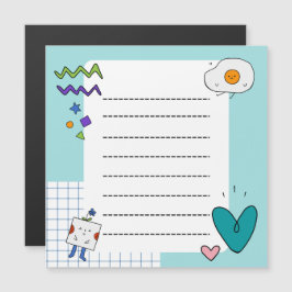 Vierkante Schattigee Doodle Cartoon Memo Notities
