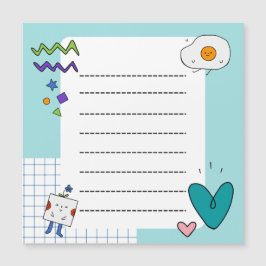 Vierkante Schattigee Doodle Cartoon Memo Notities