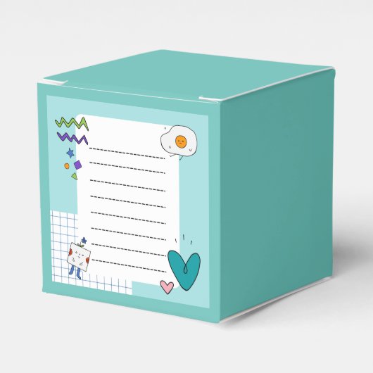 Vierkante Schattigee Doodle Cartoon Memo Notities Bedankdoosjes (Voorkant Zijde)