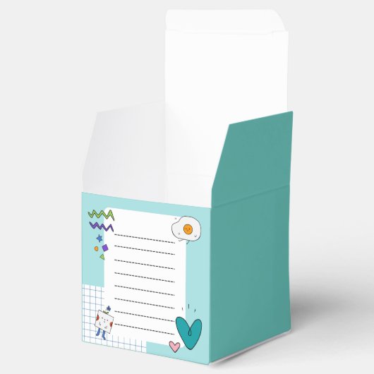 Vierkante Schattigee Doodle Cartoon Memo Notities Bedankdoosjes (Geopend)