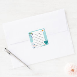 Vierkante Schattigee Doodle Cartoon Memo Notities Sticker